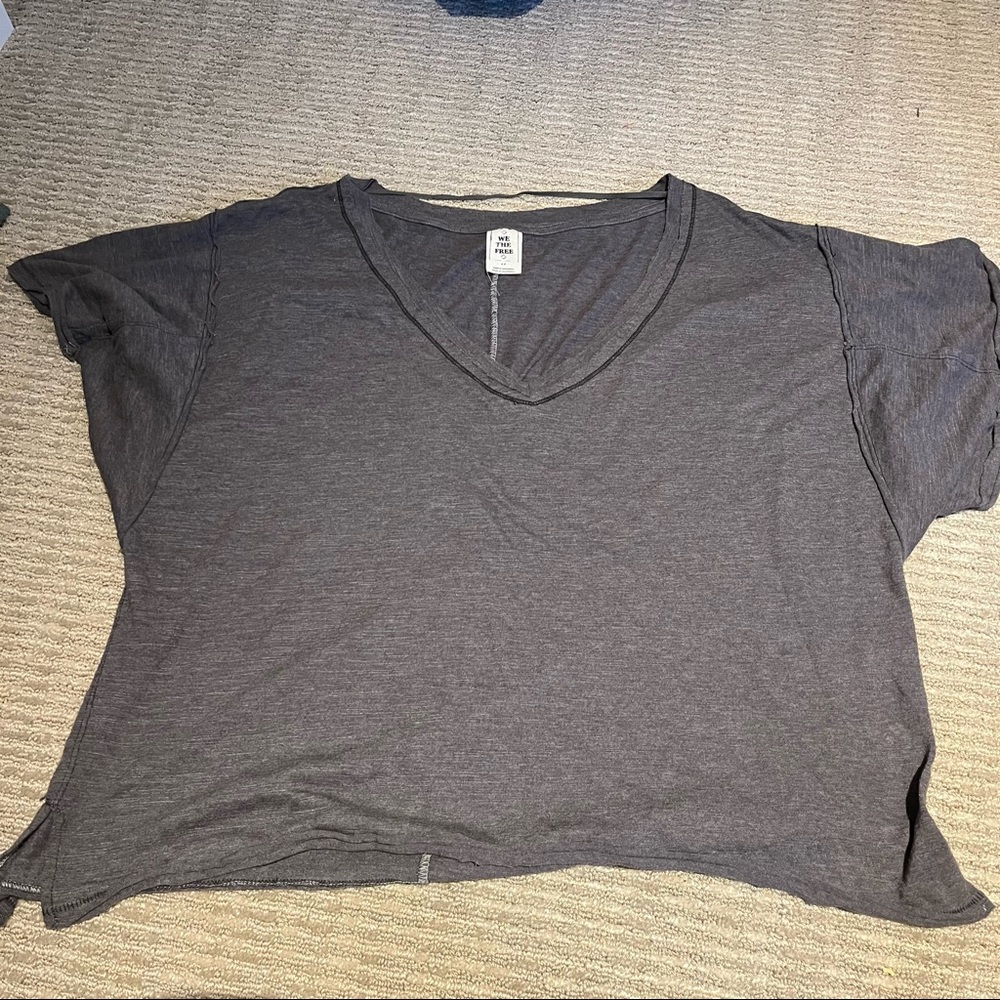 Free People Grey Short-Sleeved Tee